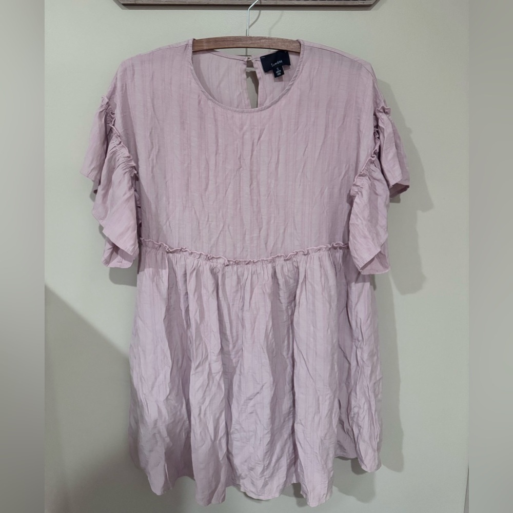 Lumiere Light Pink Flutter Sleeve Dress